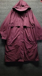 LL Bean VTG Burgundy Sz XL Women's Zip-up Trench Over Coat W/ Hood & Wool  Liner - Picture 1 of 13