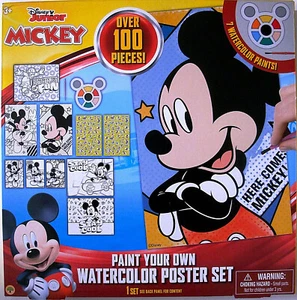 MICKEY MOUSE CLUBHOUSE,PAINT YOUR OWN WATERCOLOR POSTERS,W/ BRUSH,PAINT,POSTERS - Picture 1 of 9