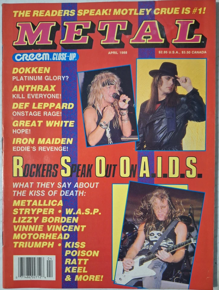 Creem Close-Up Metal (Apr 1988) Maiden/Stryper/Anthrax/Dokken/Great White; VG+ Foto 1 de 1