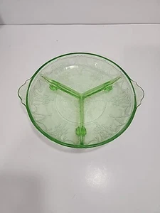 Hocking Glas Kamee Ballerina tanzendes Mädchen dreiteilig Fuß geteilt Relish Schale - Bild 1 von 6