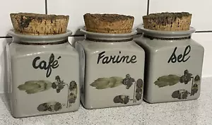 ECHTE FRANZÖSISCHE GELAGERGLÄSER x 3 - MEHL, KAFFEE, SALZ / MEHL, KAFFEE, SALZ - Bild 1 von 8