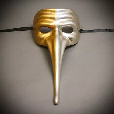 NEW Gold & Silver Zanni Long Nose Bird Venetian Masquerade Mask Cosplay Costume - Image 1 of 4
