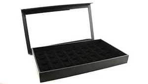 Jewellery Medal Coin Cosmetic Black Display Tray Case Detachable Lid & Insert - Picture 1 of 13