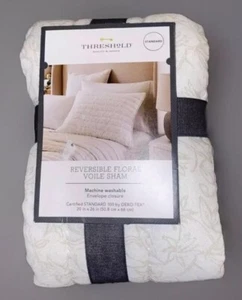 Cierre de sobre Threshold estándar blanco beige estampado voile sham nuevo con etiquetas - Imagen 1 de 3