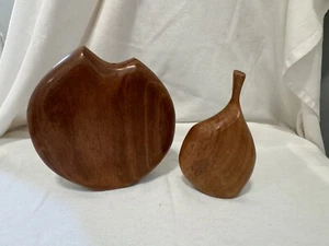 2 jarrones de hierba convertidos de madera natural orgánica hechos por artistas modernos de mediados de siglo - Imagen 1 de 10