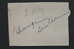 George Sisler HOF (d.1973) Signed Autograph Cut 3x4 Postcard JSA COA 