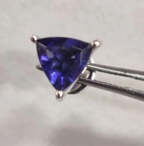 Trillion Cut Blue Tanzanite Gemstone Women Stud Earrings in 925 Sterling Silver - Picture 1 of 2