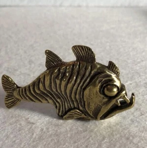 Solid Brass Piranha Fish Sculpture Figurine- Different Miniature - Picture 1 of 7