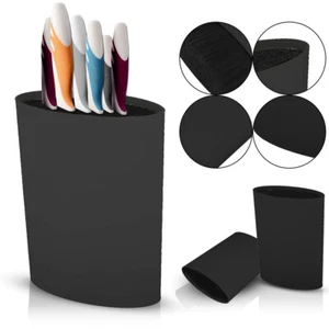 Knife Block Holder Universal Knife Block Oval knife Block Stand Rack Black - Picture 1 of 11