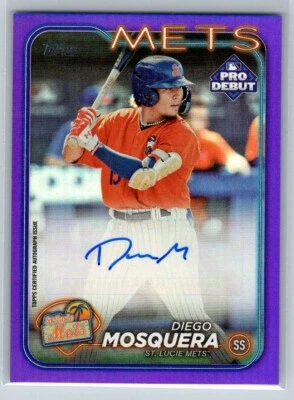 2024 Topps Pro Debut Autograph Purple Foil #PD72 Diego Mosquera 063/299 - Image 1 of 2