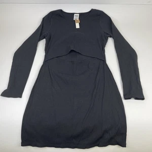 PINK Victoria’s Secret Luxe Ribbed Modal Longsleeve Mini Slip Schwarz Gr. XL NEU - Bild 1 von 6