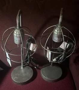 Industrial Style Table Lamps Silver W/cage For Bulb - Picture 1 of 9