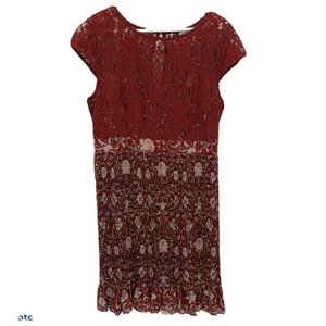 Anthro Plenty Tracy Reese Size 10P Dress Arcadia Vine Floral Midi Lace Pleated - Picture 1 of 12