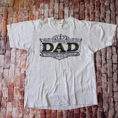 Винтажная футболка 90-х National Bank Of DAD смешная одинарный шов размер большой СДЕЛАНО В США - Изображение 1 из 4