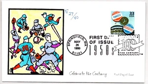 #3187j WORLD SERIES RIVALS NEW YORK YANKEES & BROOKLYN DODGERS, HAND COLORED FDC - Picture 1 of 1