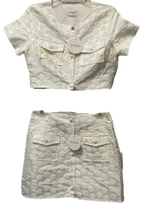 Storia Women’s White Rehearsal Dinner/Cocktail Party Top & Skirt Sz Junior M - Picture 1 of 4