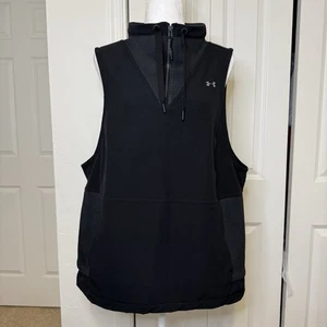 Under Armour Women’s Size Medium Funnel Neck  Vest Sleeveless Shirt Black - Picture 1 of 13