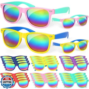 Mocoosy 24 Pack Kids Sunglasses Bulk Party Favors, Neon Retro Sunglasses with - Picture 1 of 5