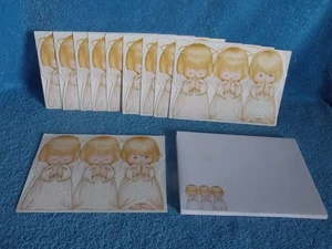 10 neue Vintage Hallmark 3 betende Engel & 11 Umschläge Weihnachtskarten - Bild 1 von 4