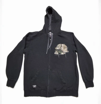 Vintage Metal Mulisha Hoodie Mens Large Black y2k Camo Zip Up Skull Realtree - Image 1 of 4