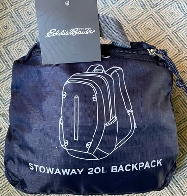 Bolso Mochila Eddie Bauer Stowaway 20L Embalable Nuevo con Etiquetas Negro Nuevo con Etiquetas Paquete Camping Senderismo Foto 1 de 3