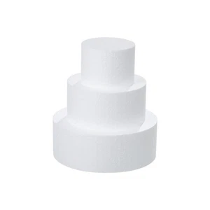 3 Tiers Round Foam Cake Dummies Set 4" 6" 8" White Fake Practice Cake Dummy 9... - Picture 1 of 9