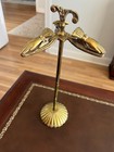 Vintage Victorian Brass 3 Hand Glove Clip Stand Note Mail Holder Original 11.5"