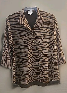 Tuckernuck Tiger Willow Print Stretch Tunic blouse (Large) - Picture 1 of 9