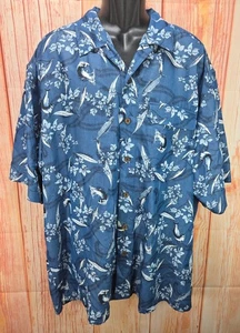 ExOfficio Mens Hawaiian Shirt XXL Blue Floral & Fish Pattern - Picture 1 of 9