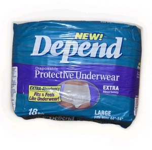 Vintage 1998 Depend Fitted Einwegunterwäsche Large 18 Stück Extra Saugfähigkeit - Bild 1 von 4