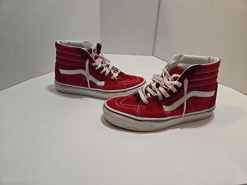 VANS SK8 Hi Canvas Scarpe Sneakers Unisex ROSSO Bianco Taglia M7 5 W9
