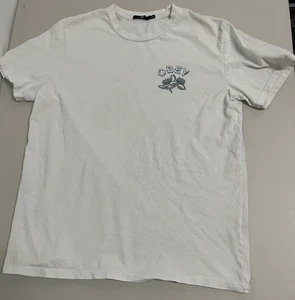 OBEY T-Shirt Men's Large Cotton White Rose Thorns *Stains ~ READ!* Free Shipping - Picture 1 of 15