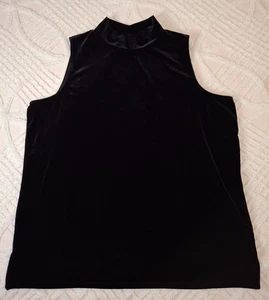 Chico's 3 Womens Size XL Black Velvet Sleeveless Shell Top Stretch Mock Neck - Picture 1 of 7