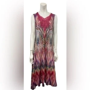 NUEVO - Vestido One World Maxi Estampado Dobladillo Mordedura de Tiburón Sin Mangas Grande - Imagen 1 de 9