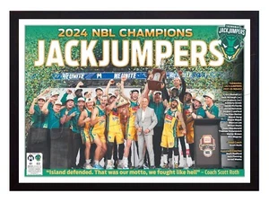 Framed 2024 Tasmania JackJumpers NBL Champions Basketball Poster - 45cm x 32cm - Bild 1 von 4