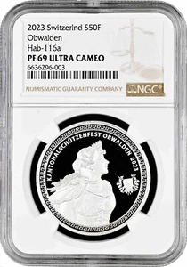 Switzerland 50 francs 2023, NGC PR69 UC, "Obwalden Shooting Festival" - Picture 1 of 2
