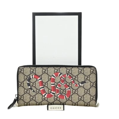 Cartera GUCCI GG Patrón King Serpiente Cremallera Larga Alrededor Cuero Supremo BN 34RF303 Foto 1 de 4