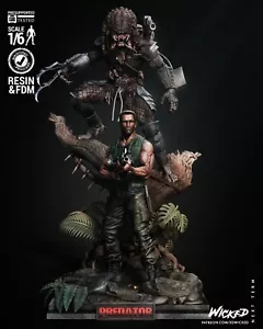 Predator & Dutch Diorama(600mm)/3D Printed/Unpainted/Unassembled/GK/Wicked - Foto 1 di 9