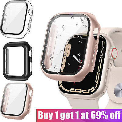 Tempered Glass Screen Protector Case Cover For IWatch Apple Watch 8 7 6 5 4 SE • 2.99£