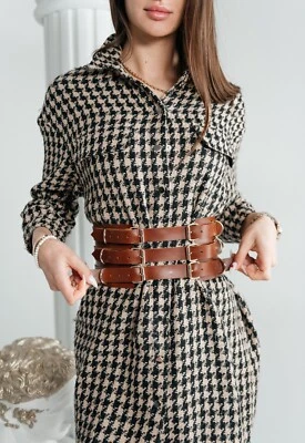 Genuine Leather waist belt, brown waist belt, wide harness belt, Coat belt - Image 1 of 4