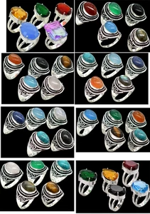 Mix Lot  Gemstone Rings Mix Lot New Assorted Lot Mix Design Silver Plated. - Picture 1 of 6