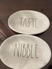 NEW Rae Dunn by Magenta Set of 2 Oval Plates NIBBLE TASTE