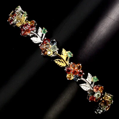 Saphir Smaragd Armband 925 Silber 585 bicolor vergoldet - Bild 1 von 3