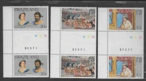 SWAZILAND #278-280 1977 REIGN OF QEII 25TH ANNIV. MINT VF NH O.G GUTTER bb - Picture 1 of 1