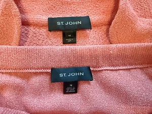 ST. JOHN Knit Jacket Size 14 & Skirt Size 12 Suit 2pc. Set Coral Pink - NTSF - Picture 1 of 10