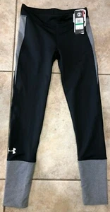 Under Armour Coldgear Leggings Black Gray 1344889 Girls Size YL NWT - Picture 1 of 4