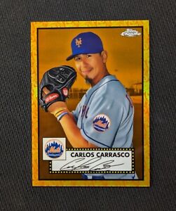 2021 Topps Chrome Platinum Anniversary Carlos Carrasco Orange /25 NY Mets #255