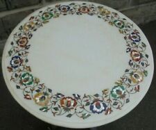 18'' Round white Handicraft Marble Center Coffee Table Top Lapis Inlay malachite
