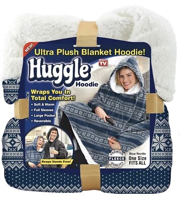 Ontel Huggle Sudadera con Capucha Felpa Bata Polar Pullover Manta Azul Nórdico Nuevo Foto 1 de 4