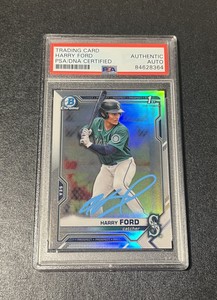 Harry Ford Signed 2021 Bowman Draft Chrome Refractor Auto Card #BDC-1 Psa Slab